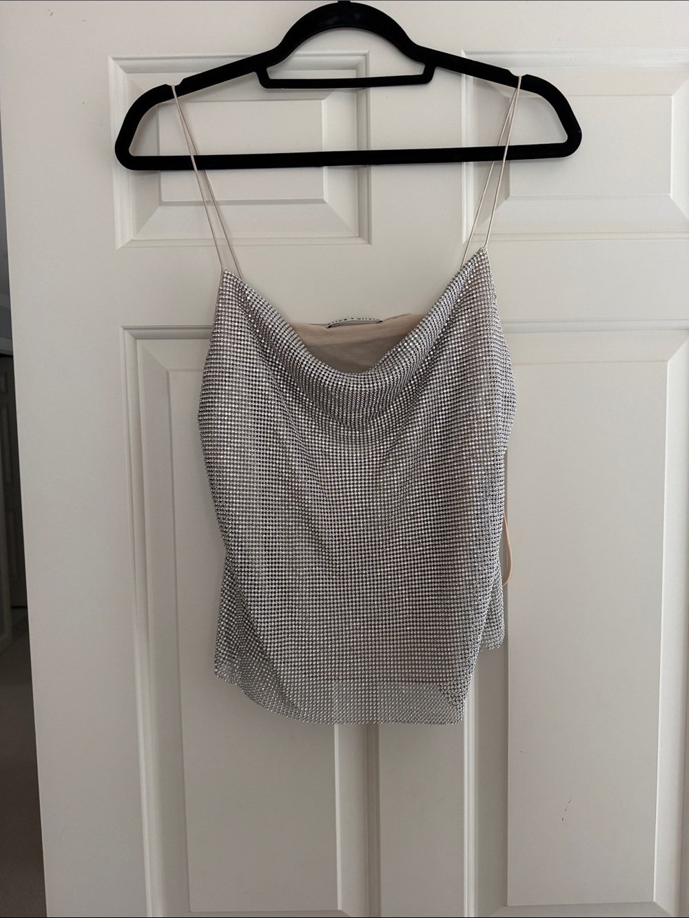 Alice + Olivia Harmon crystal rhinestone drapey tank small
